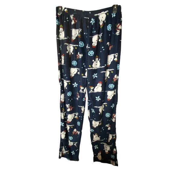 Peanuts Women's 1X Snoopy Winter Pajama Set Red Blue Christmas Gift Snowman New - Picture 5 of 7